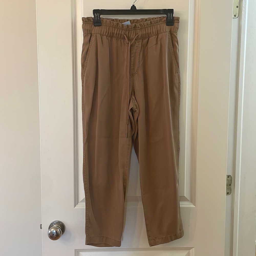 LOFT Women's Camel Tan Relaxed Pants Paperbag Crop NWT